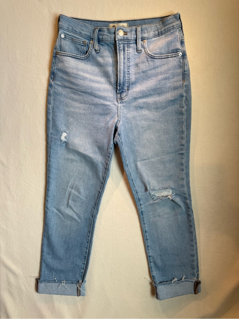 Madewell The Perfect Vintage Jean Distressed Crop Jeans Size 27 Light Wash